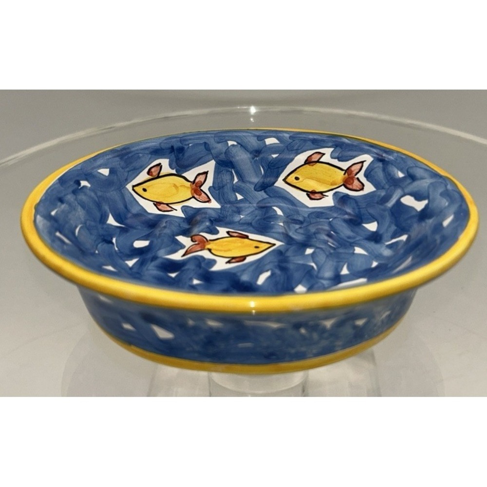 Rare Vintage Donacer Portugal Hand painted Swimming Fish Soap Dish  #454